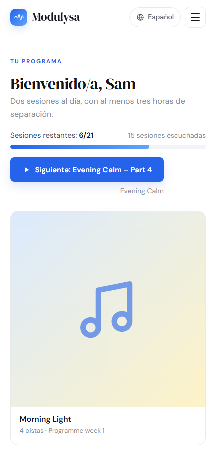 La página de álbumes del oyente en un teléfono